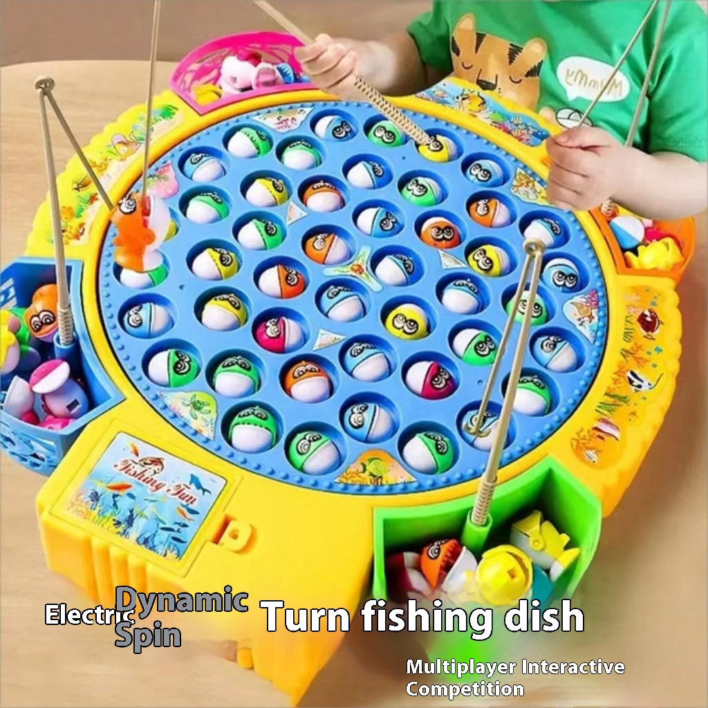 Electric Music Rotating Fishing Plate Set Baby Toys Boys And Girls Children Fishing Toys