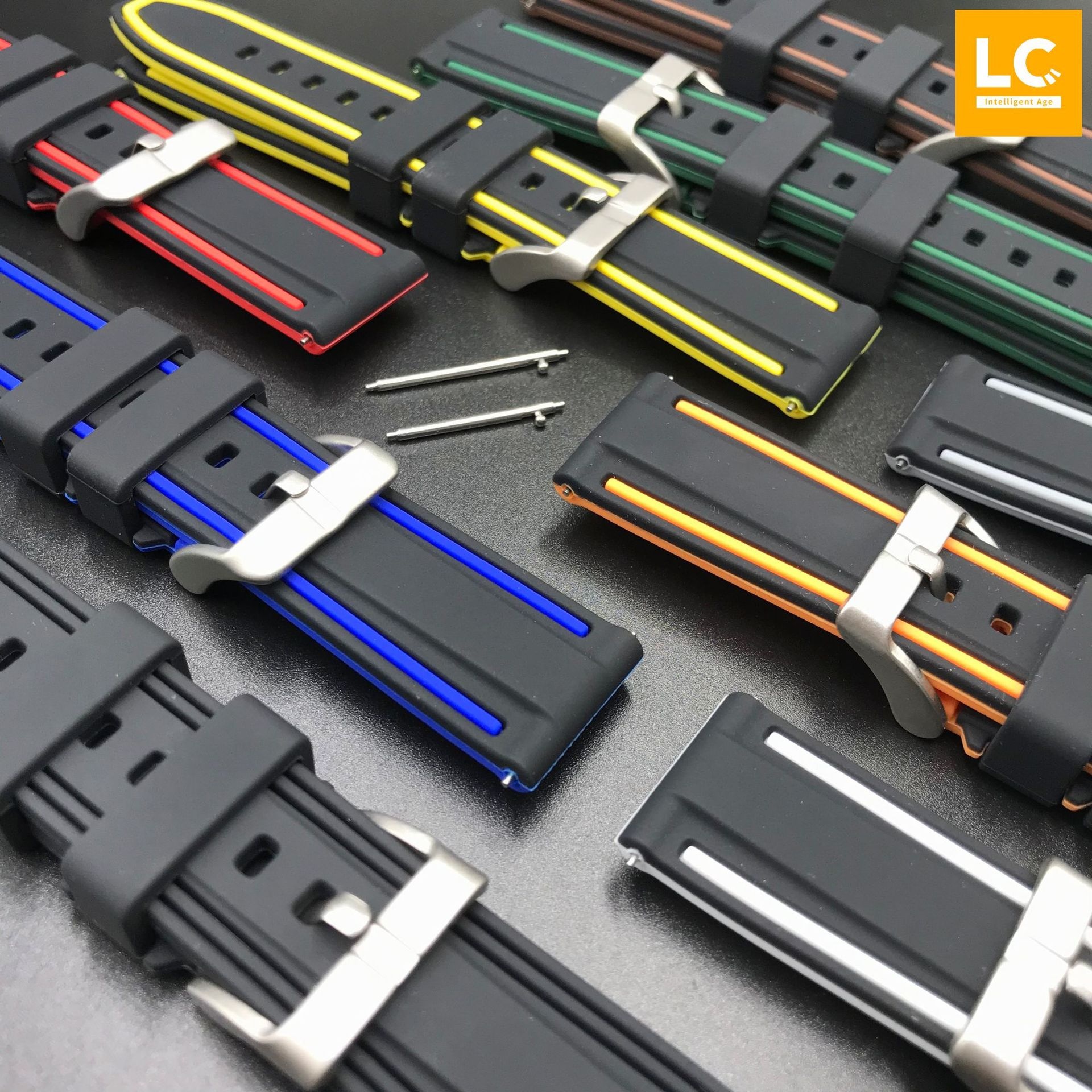 Universal Silicone Watch Strap Switch Quick Release Two-color Strap Ear Adapter24mm Silicone Two-color Watch