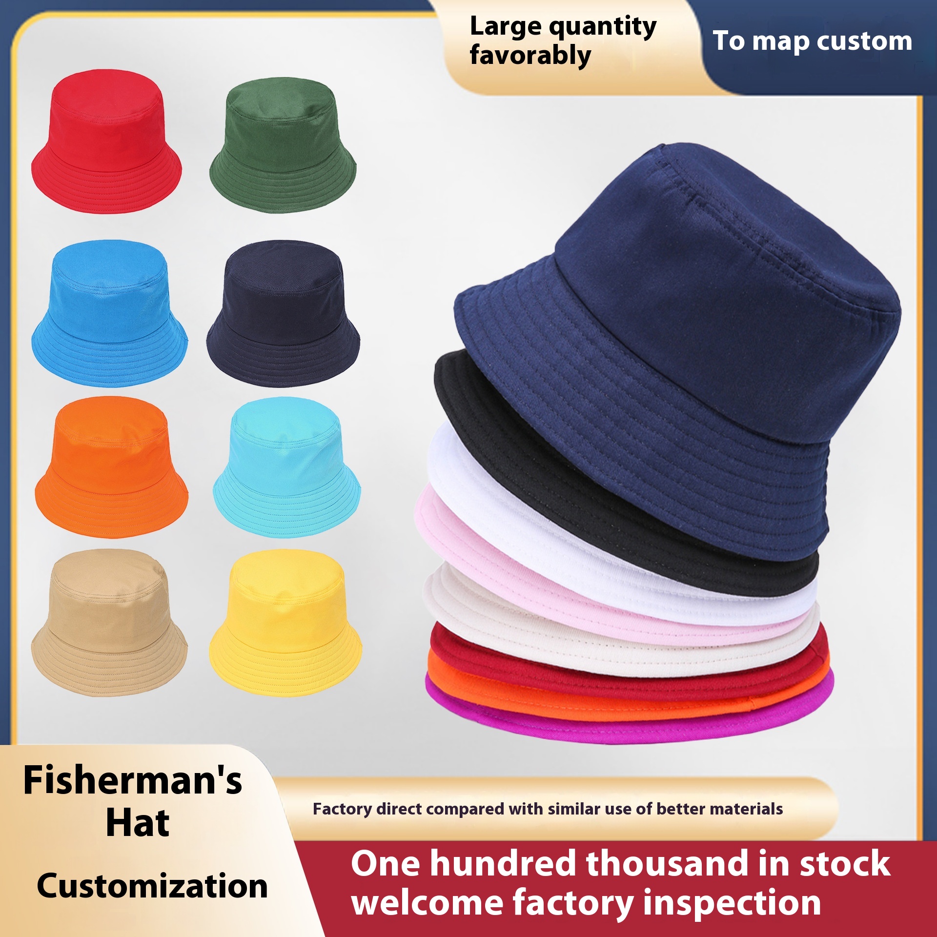 All-match Fisherman Hat Can Be Printed With Outdoor Sun Hat Travel Advertising Basin Hat Double-sided Wear