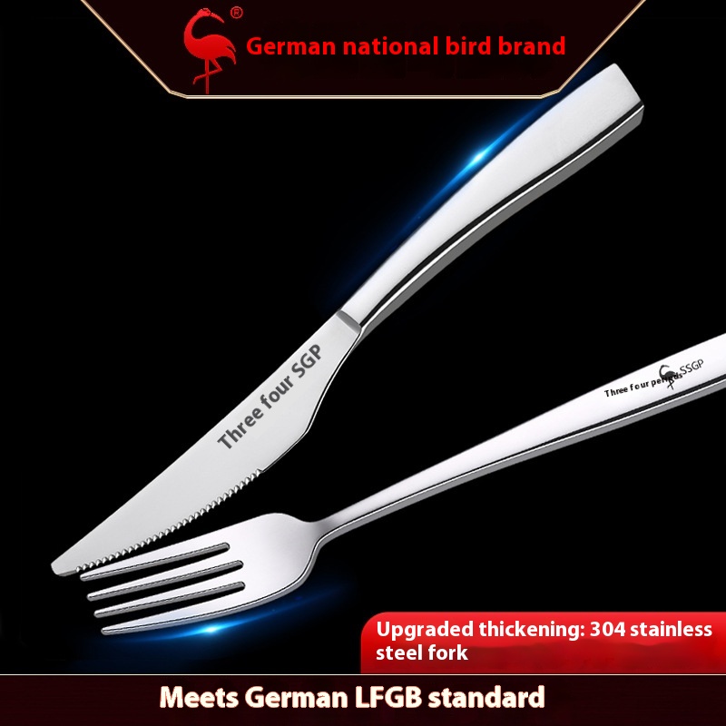 SSGPSteak Knife And Fork Spoon Set304 Stainless Steel Knife And Fork European Style Western Tableware Three-piece Home Full Set