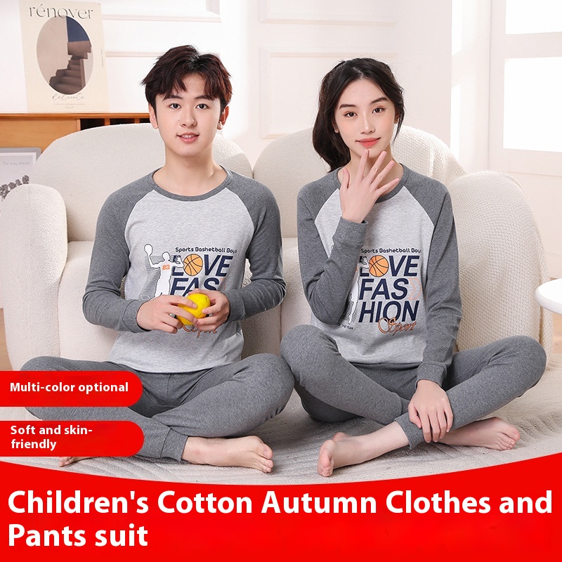 Style Youth Pure Cotton Underwear Suits For Middle And Large Children Autumn Clothes Autumn Trousers Home Clothes Middle School Students Children's Clothing