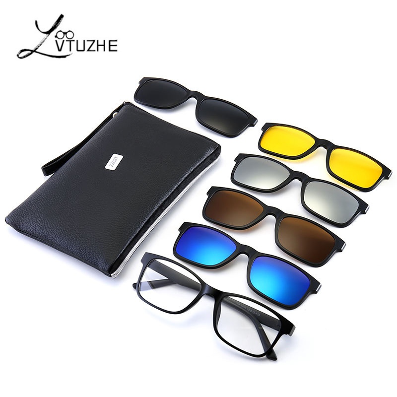 Set Of Five Foreign Trade Polarized Sunglasses Can Be Matched With Myopia Foreign Trade TR90 Retro Magnetic Sunglasses