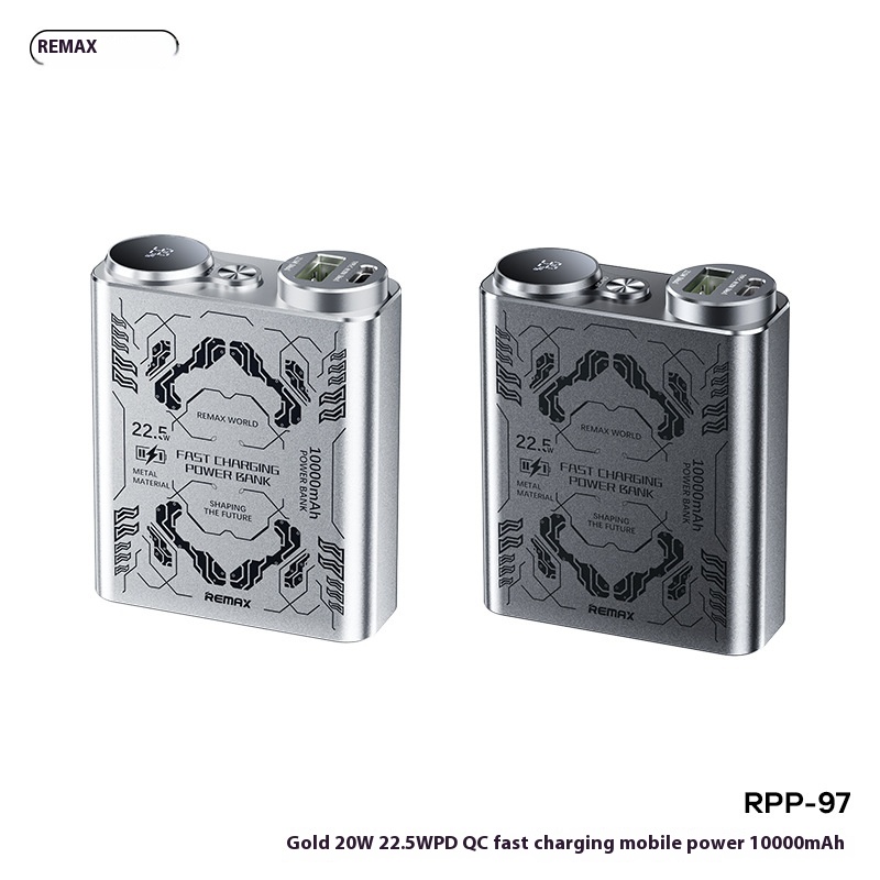 REMAX20 W+22.5 WGold Series PD+QCFast Charging Power Bank,Aluminum Alloy Quick Charge Mobile Power