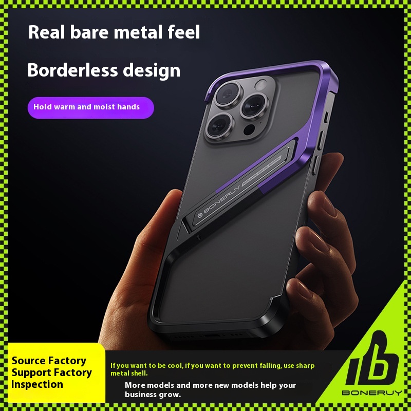 Boneruy Is Suitable For IPhone15.The Novel Z-shaped Mobile Phone Case Has ABorderless Design And ABare Metal Feel.