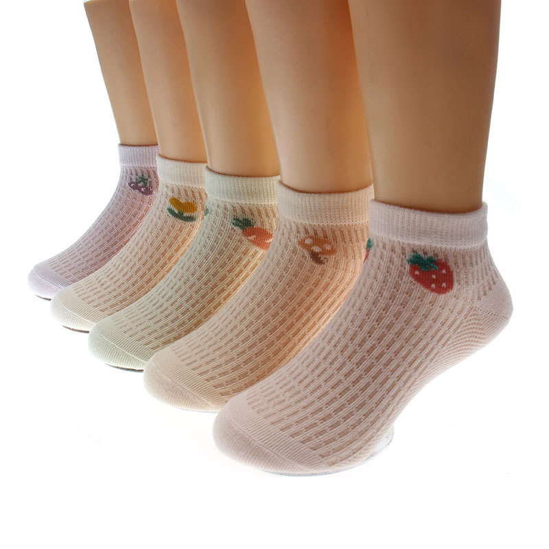 Six-fingered Mouse Children's Cotton Socks Summer Thin Short Children's Socks Large Mesh Breathable Boat Socks Baby Boys And Girls Boat Socks