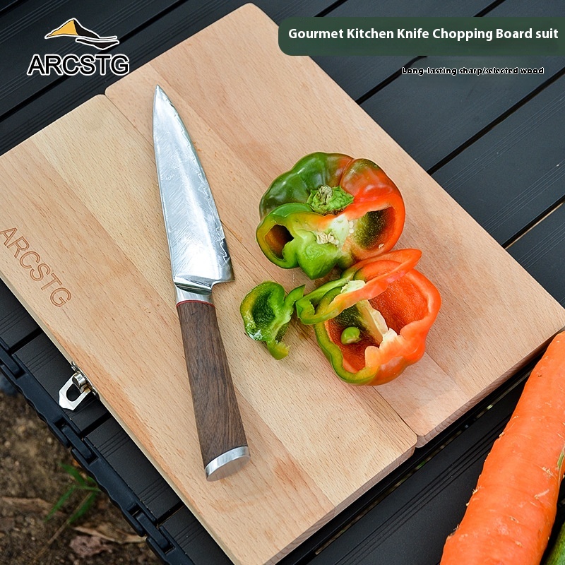 ARCSTGOutdoor Kitchen Knife Foldable Chopping Board Chopping Board Storage Bag Set Camping Tableware Kitchenware Non-Xuefeng