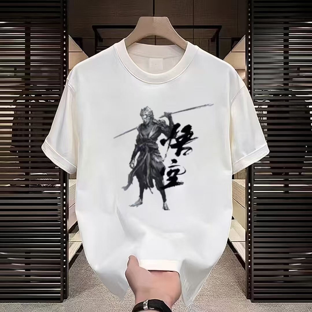 Pure Cotton Black Myth:Wukong Game Merch T-Shirt:Combed Cotton Qi Tian Da Sheng(Great Sage)Popular T-Shirt