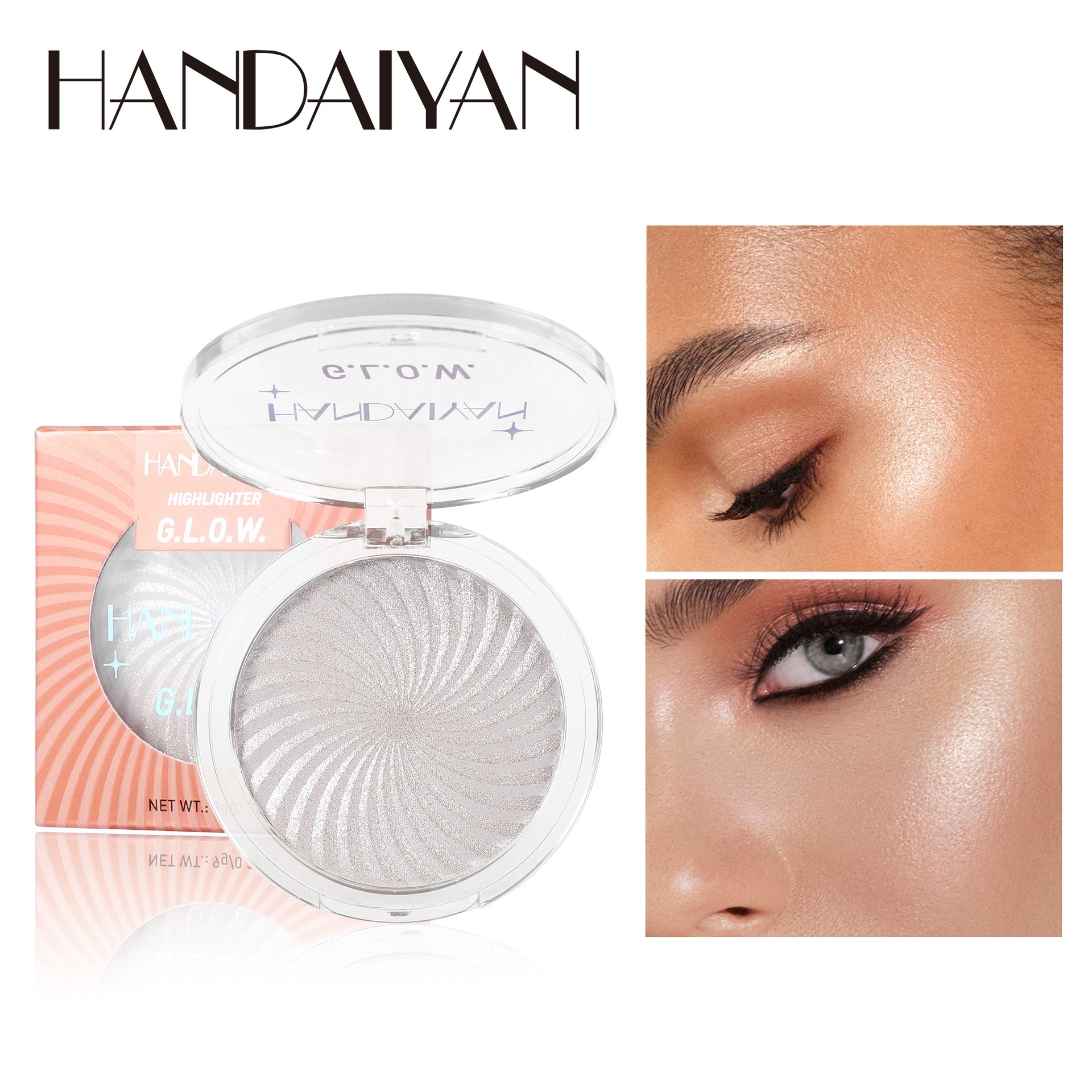Six-color Vortex Highlighter Plate Fine Glitter Contour Brightening All-in-one Plate Handaiyan Facial Makeup