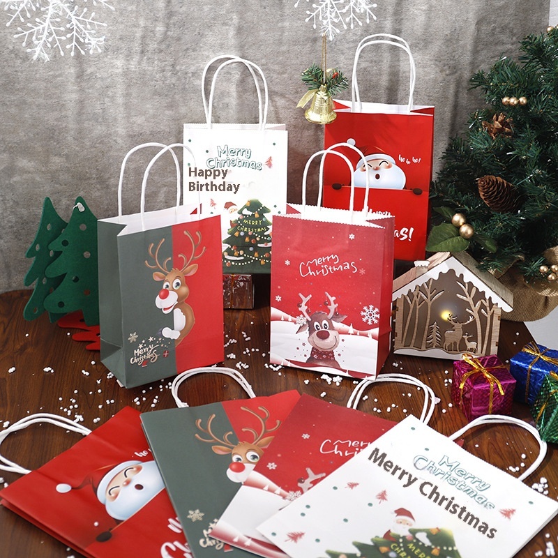 Christmas Gift Bag Christmas Eve Gift Handbag Candy Gift Bag Apple Packaging Creative Kraft Paper Bag