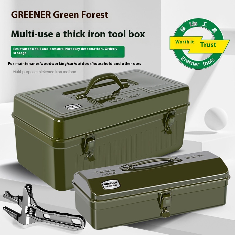 Green Forest Iron Tool Box/Electrician Tool Box Iron Tool Box Suitcase Hardware Tool Box Storage Tool Box