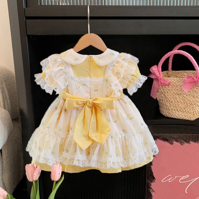 Girls Lolita Summer Fashion Children Princess Dress Baby Girl Lace Puffy Mesh Dress Summer Dress