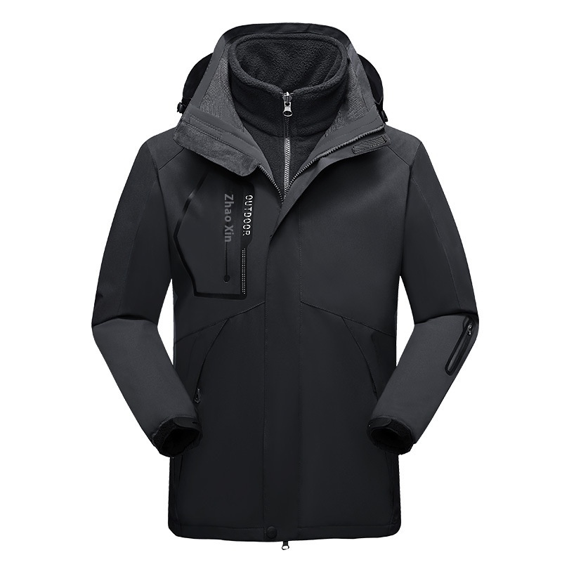 Outdoor Jacket Three In One Men Custom Winter Women's Windproof Waterproof Plus Velvet Thickened Work Clothes Jacket