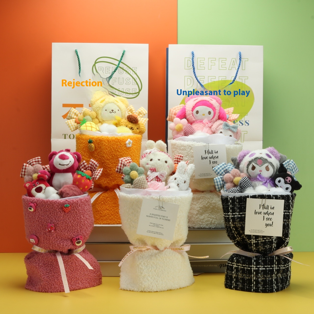 Sanrio Doll Doll Kuromi Cartoon Doll Bouquet Finished Stationery Store Birthday Chinese Valentine's Day Gift