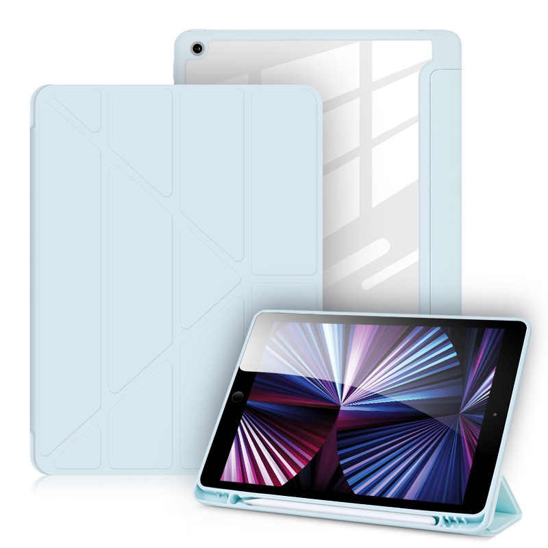 Suitable For IPad10.9 Acrylic Y-fold Deformation Protective Cover10.2 Pen Slot Soft Shell Leather Case Pro11/12.9 Shell