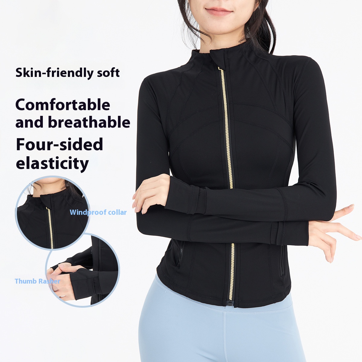 Lulu Yoga Wear Stand Collar Zipper Cardigan Jacket Def*ne Sports Long Sleeve Breathable Tights Coat Women's Tops