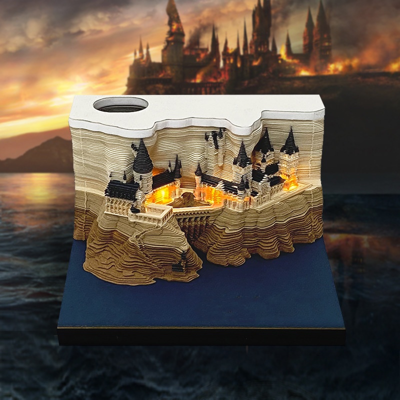 Harry Potter Creative Gift3d Three-dimensional Note Pad Paper Sculpture Calendar3d Note Paper Desktop Ornaments