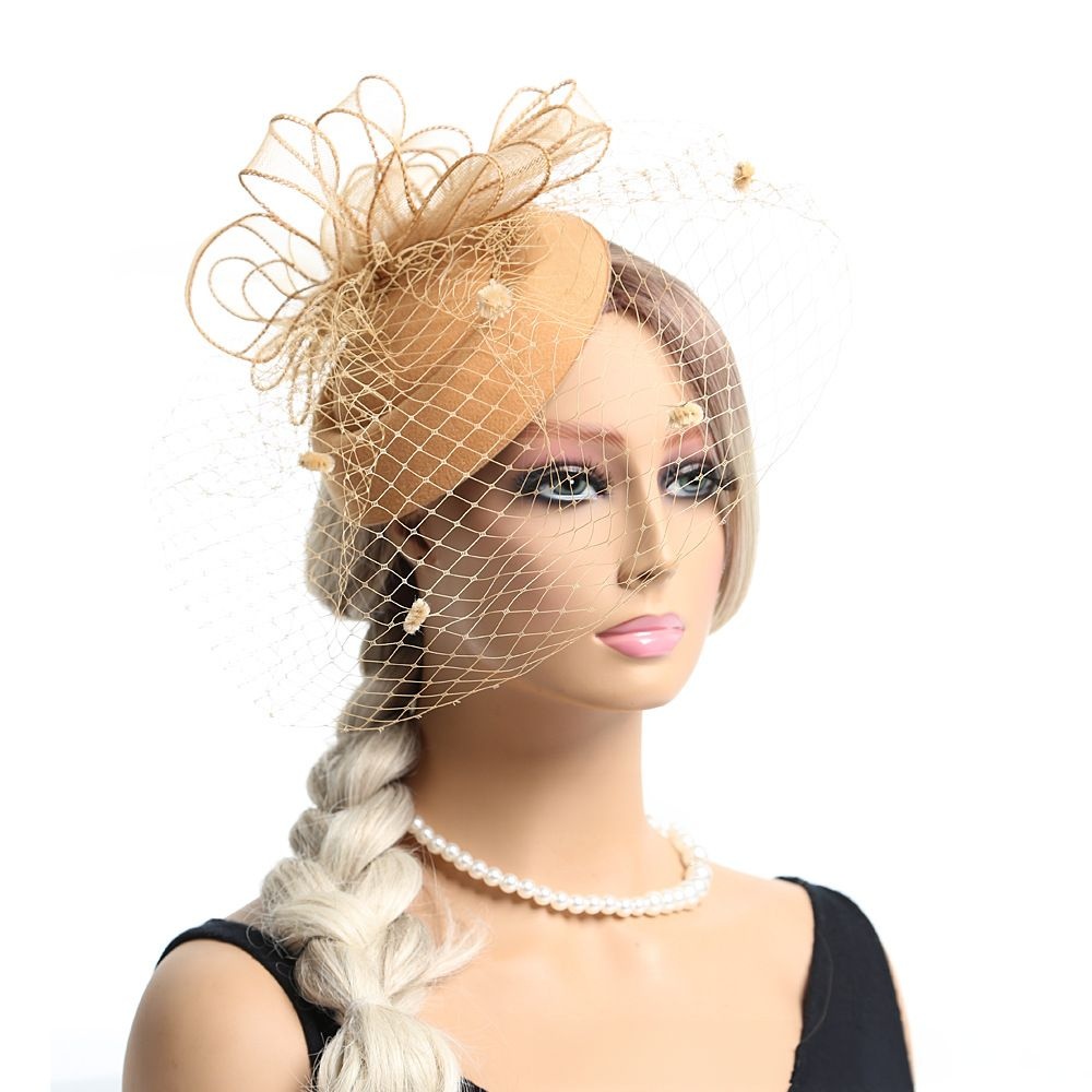 Fascinator Bride Veil Hair Accessories Party Wedding Pearl Flower Head Flower Photo Photo Cover Face Mesh Head Flower Hat