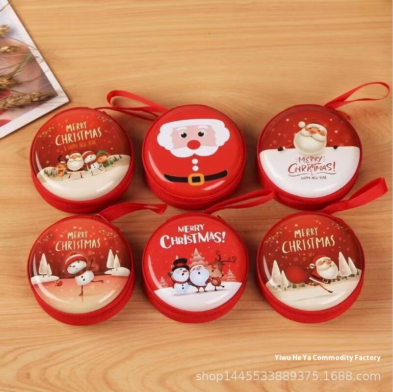 Round Tinplate Coin Purse Cartoon Coin Earphone Data Cable Storage Box Finishing Bag