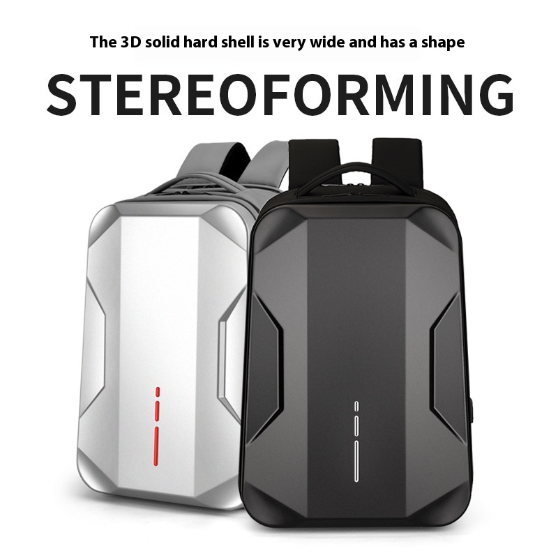 SHBO·RBusiness Backpack Men's Plastic Backpack Waterproof E-sports Student Work Hard Shell Computer Bag