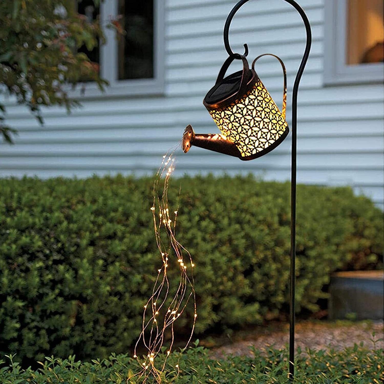 Solar Hollow Shower Iron Lamp Outdoor Shower Kettle Water Copper Wire Lamp Solar LEDLamp