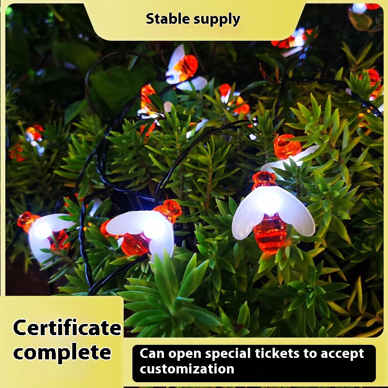 Solar Bee Light String Outdoor Waterproof Water-resistant Light Lawn Garden Courtyard Camping Decorative Light Led Holiday Light