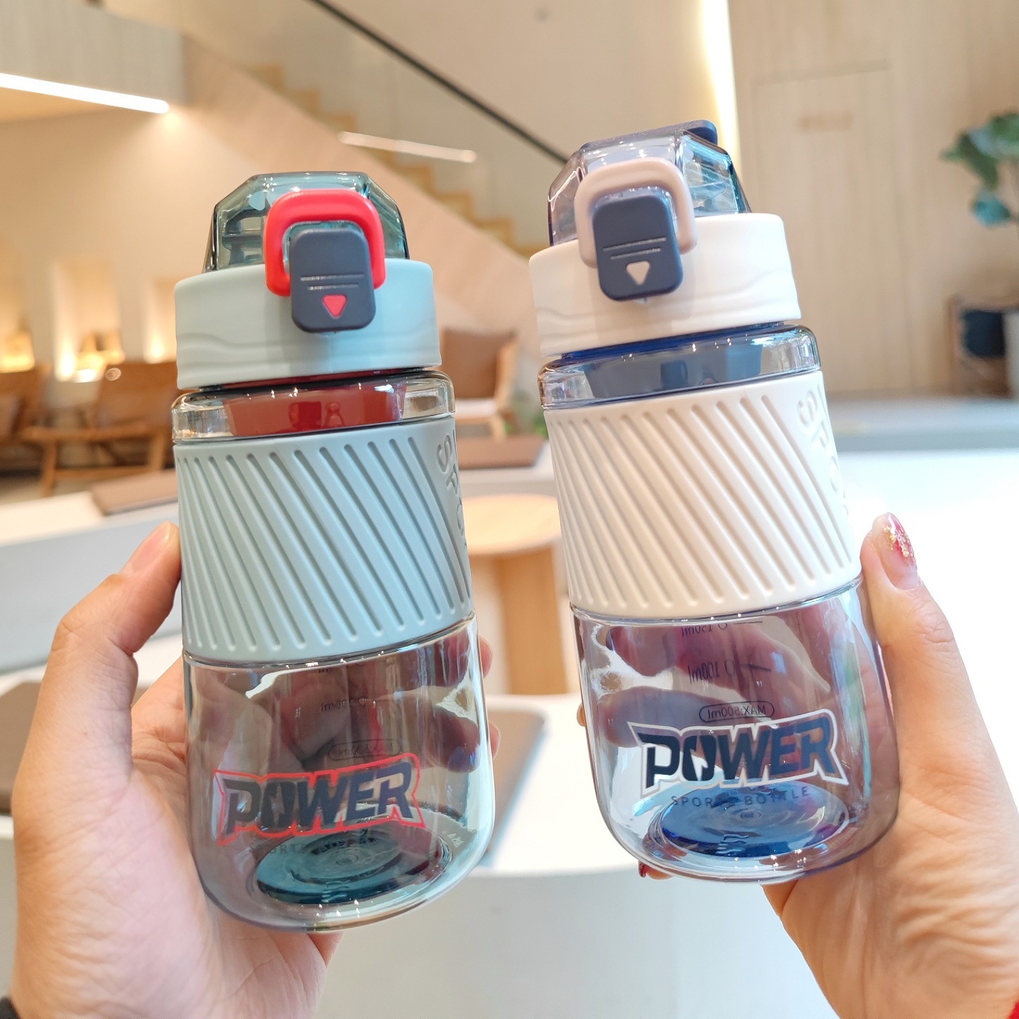 Fashionable And Simple Portable Plastic Cup With Scale Spring Cover Direct Drinking Water Cup Tea Separated Flower Tea Cup Outdoor Water Cup