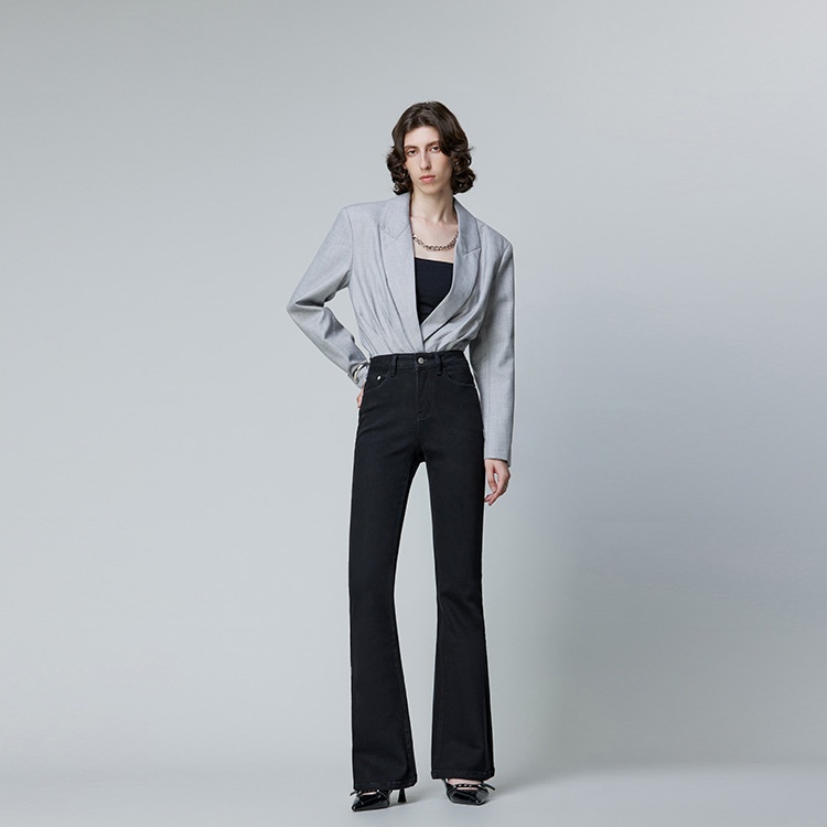 HEY+JEANSHigh-end Design Retro Jeans,High Waist,Slim And Tall,Flared Trousers