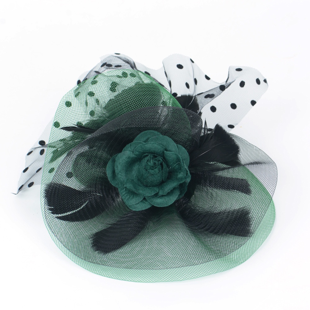 Mesh Headdress Fascinator Feather Handmade Banquet Style Catwalk Headdress Hairpin Hair Accessories