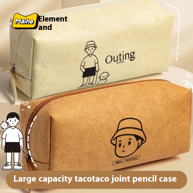 Maihe Taco Co-branded Du Pont Paper Large Capacity Pencil Case High Value Niche Japanese Student Pencil Case Style Niche