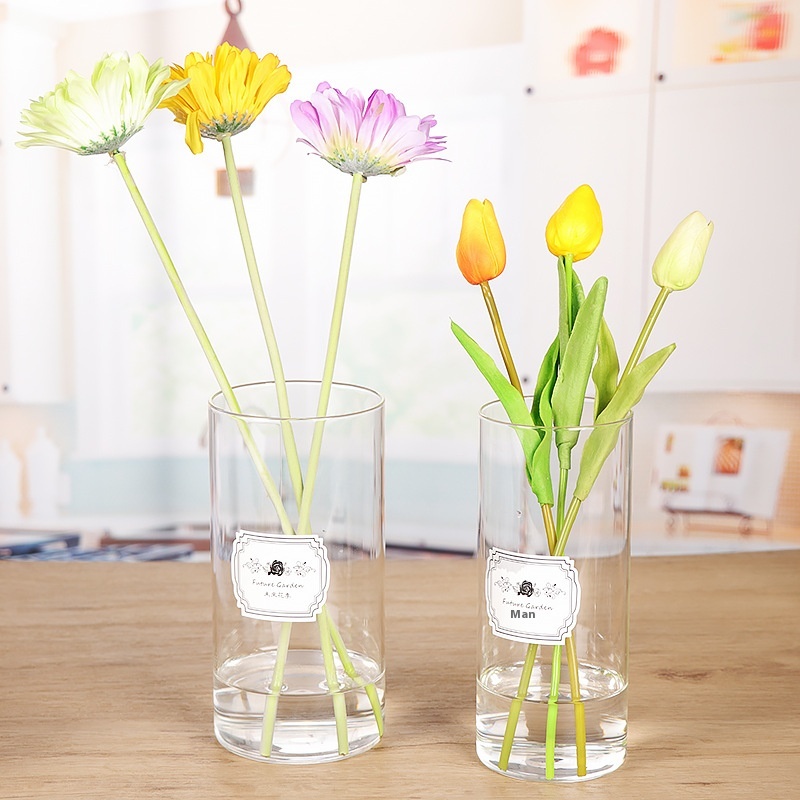 Nordic Straight Vase Simple Transparent Glass Vase Home Flower Hydroponic Decoration Living Room Glass Vase Ornaments