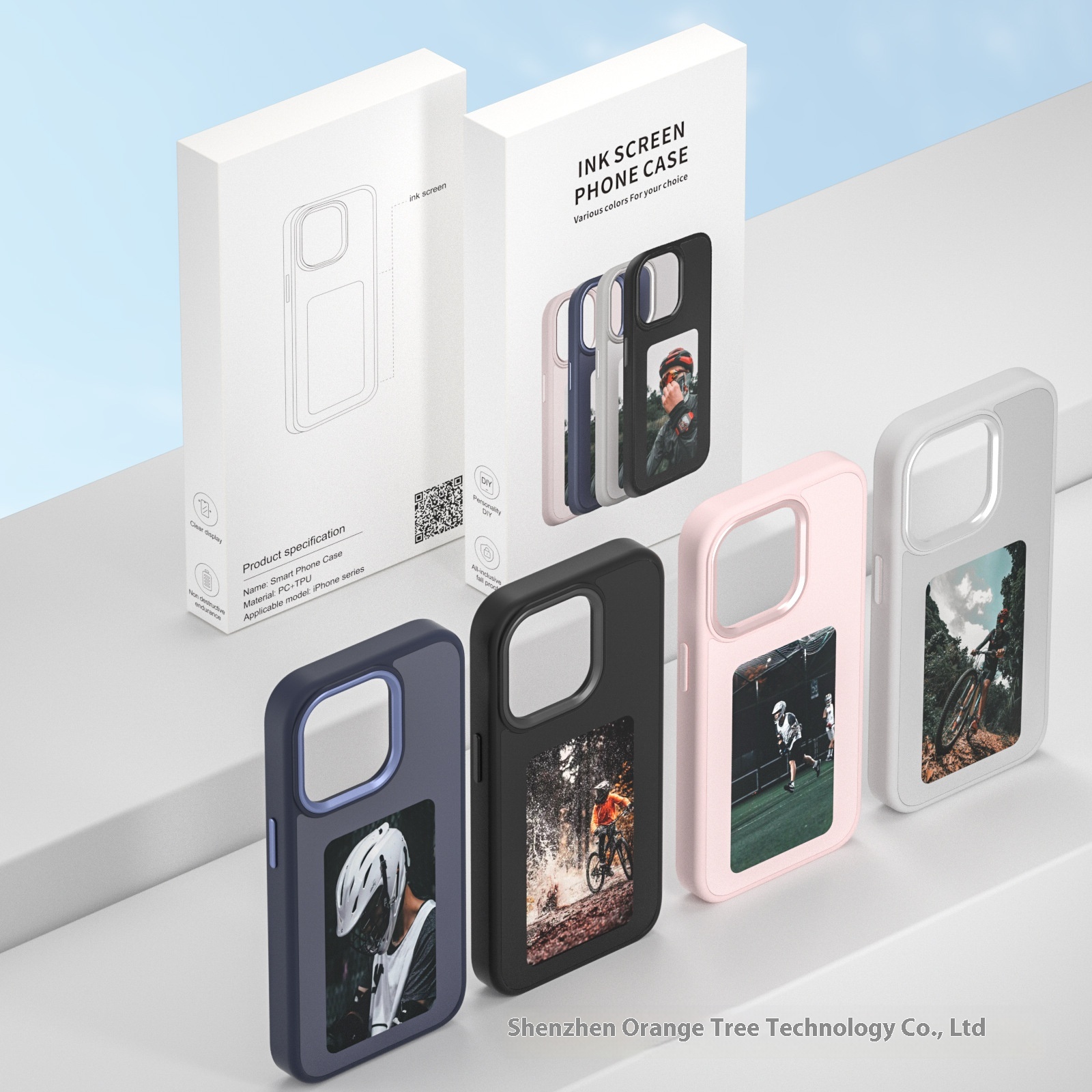 DIYFour-color Display Phone Case Suitable For IPhone12/15/14 NFCScreen Projection Pattern Ink Screen Protective Cover