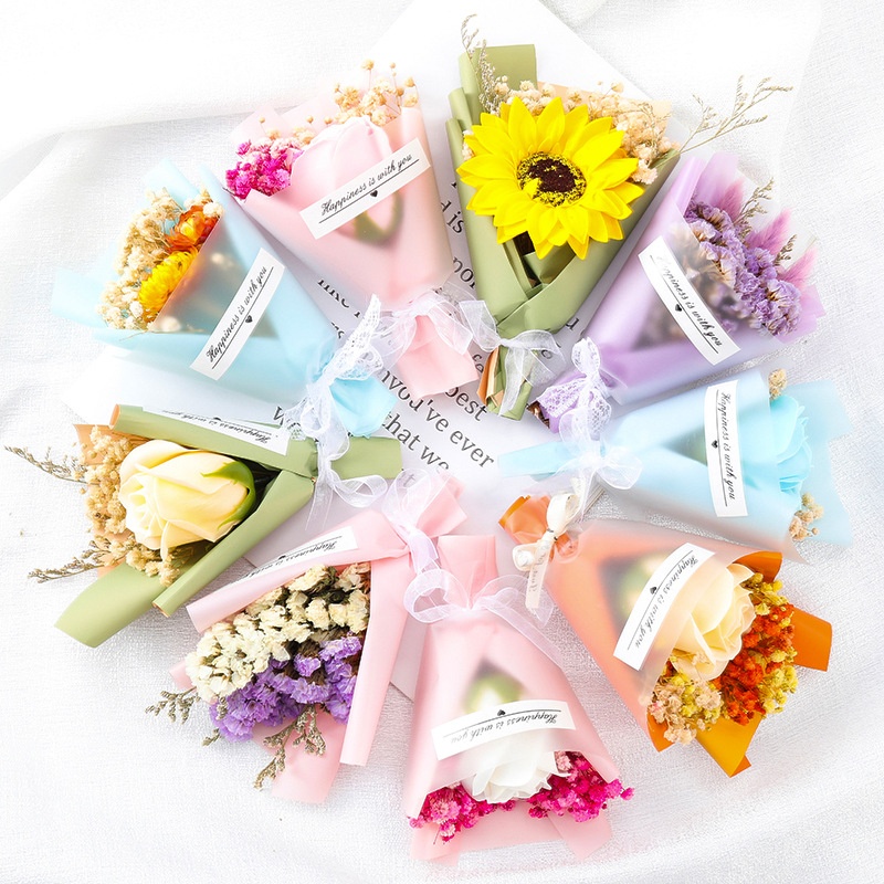 Teacher's Day Valentine's Day Mini Gypsophila Dry Flower Small Bouquet Everlasting Flower Photo Props Gift Box Decorative Flower