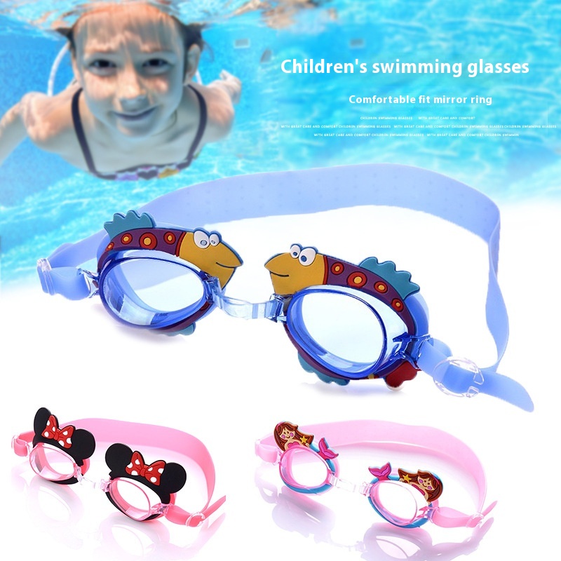 Pinduoduo Hot-selling Waterproof And Fog-proof Small Fish Children's Swimming Goggles Crab Cartoon Boys And Girls Baby Training Swimming Goggles