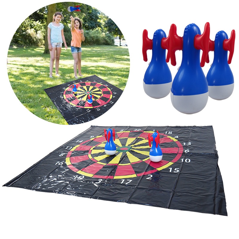 S'Stock Children's Toys Lawn Throwing Tumbler Game Target Outdoor Inflatable Darts With4 Ground Spikes