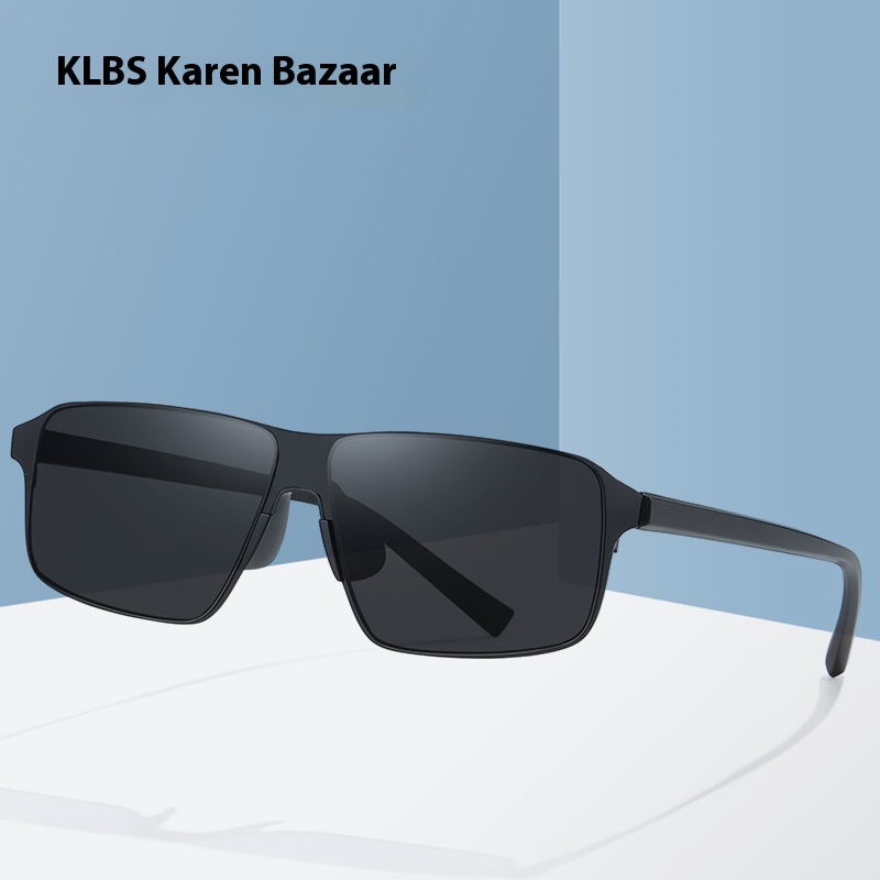 Classic Men's Polarized Sunglasses Casual Stainless Steel Square Frame Tee With Mirror Nylon Polarized Sunglasses