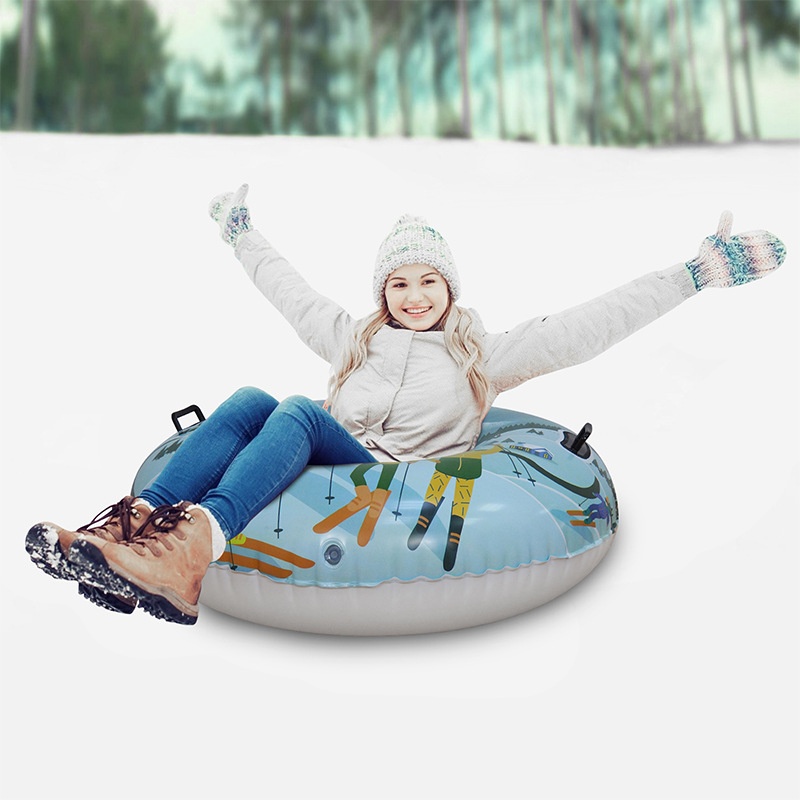One-piece Shipping PVCCold-resistant And Wear-resistant Material Inflatable Skis Round Ski Ring Winter Christmas Sled In Stock