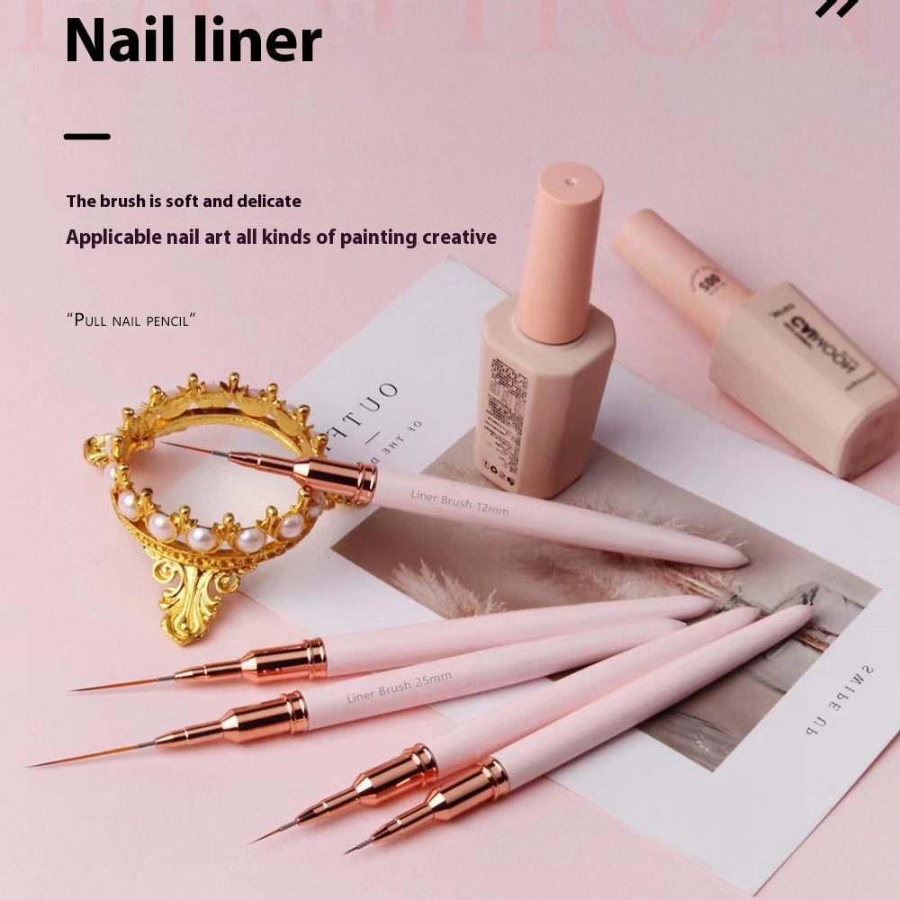 Nail Art Pen Pull Line Brush Set With Cover Metal Rod Pull Line Pen Round Head Painting Pen Direct