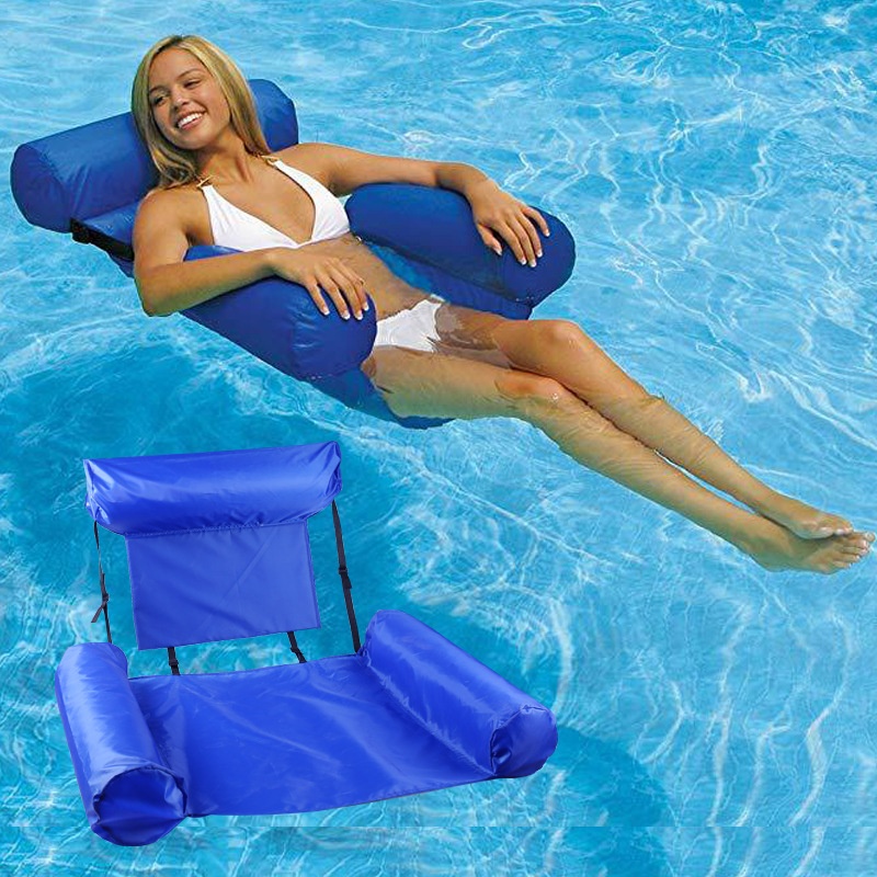 Inflatable Water Lounge Chair Floating Bed Hammock Foldable Double-use Backrest Floating Row