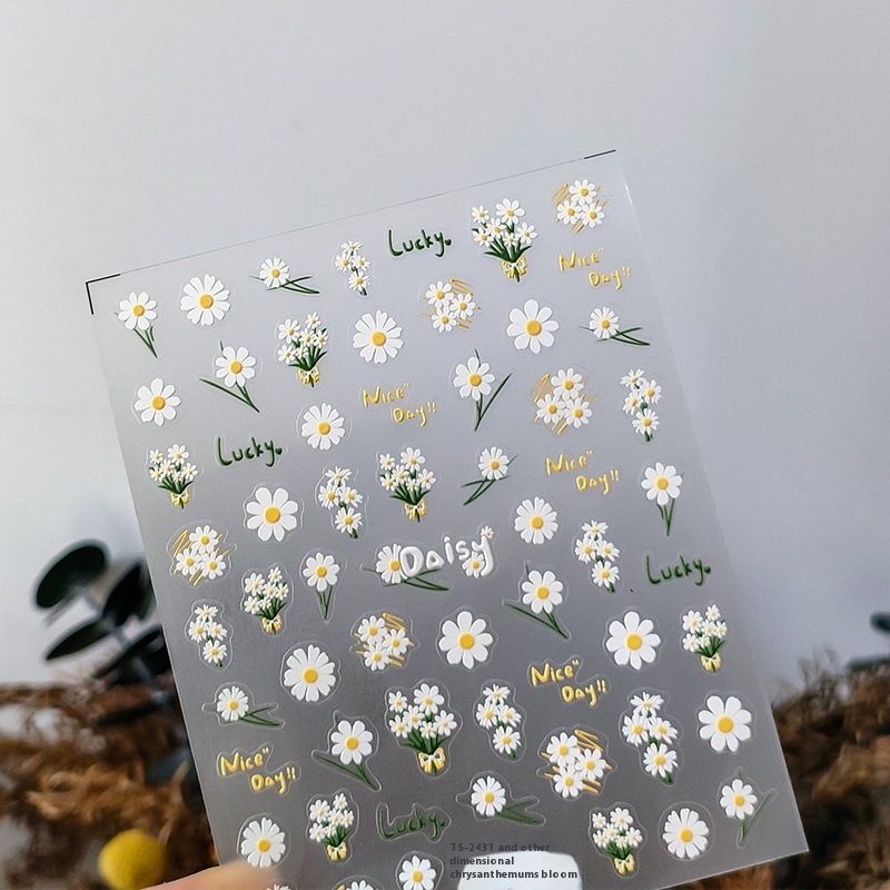 TENSORTechnology5 DThin Tough Three-dimensional Nail Stickers Adhesive Nail Stickers Accessories TS-2430 And Other Daisy Flowers