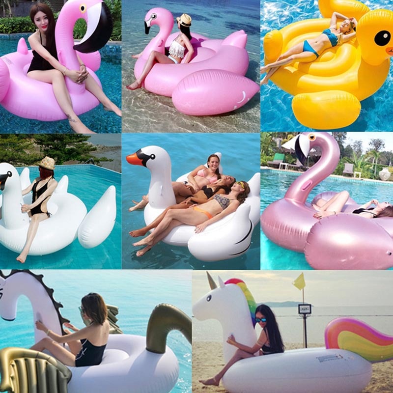 One-piece Drop Shipping Large Fire Bird Inflatable Mount Water Floating Row Unicorn Big White Goose Swimming Ring