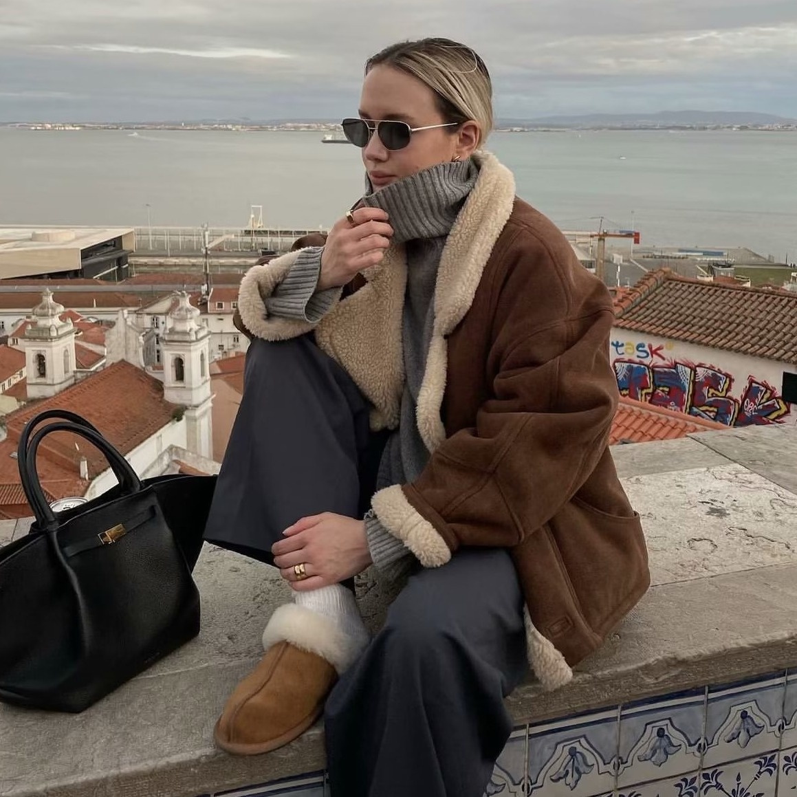 Fashionable Loose-Fit Warm Vintage Shearling Coat