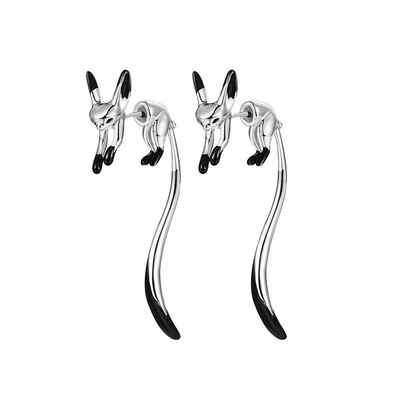 Silver Needle Jewelry Fashion Earrings French Creative Temperament Long Tail Little Fox Earring Jewelry