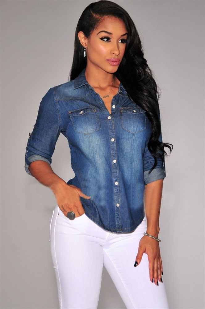 Vintage Washed Long-Sleeve Women's Denim Shirt:Retro American-European Style