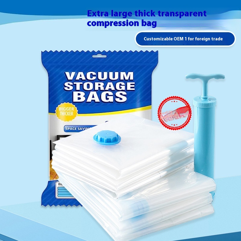 Blue Transparent Vacuum Compression Bag Storage Bag Down Quilt Clothes Quilt Down Storage Bag Foreign Trade