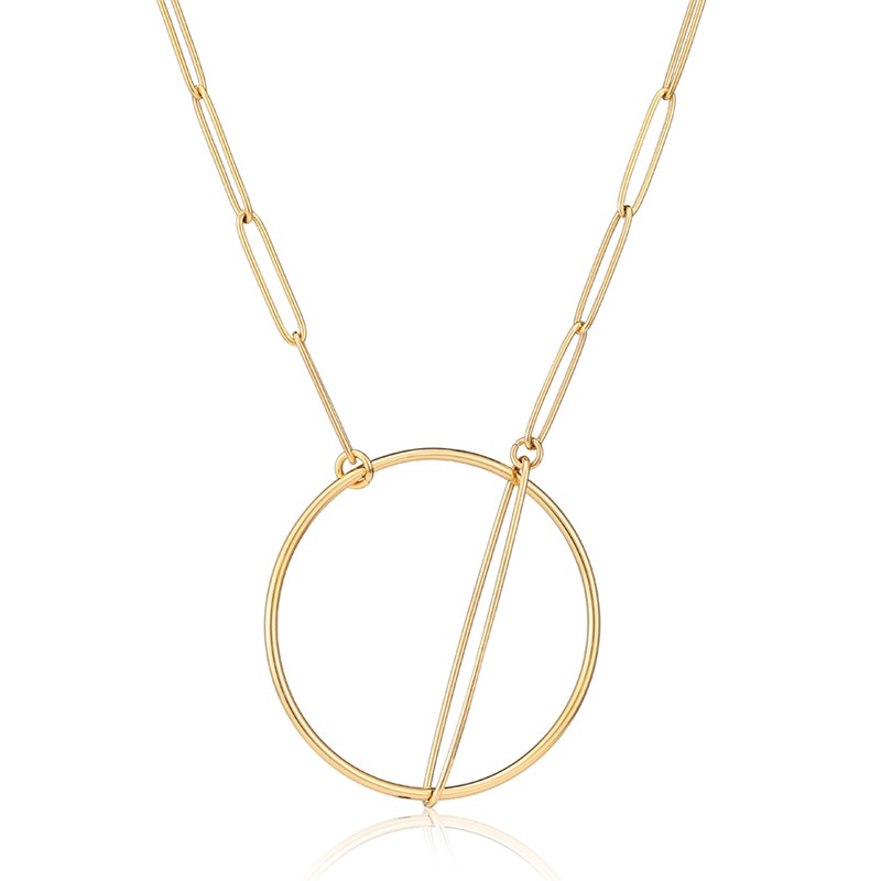Stainless Steel Necklace,Elegant Creative Exaggerated Double Circle Pendant