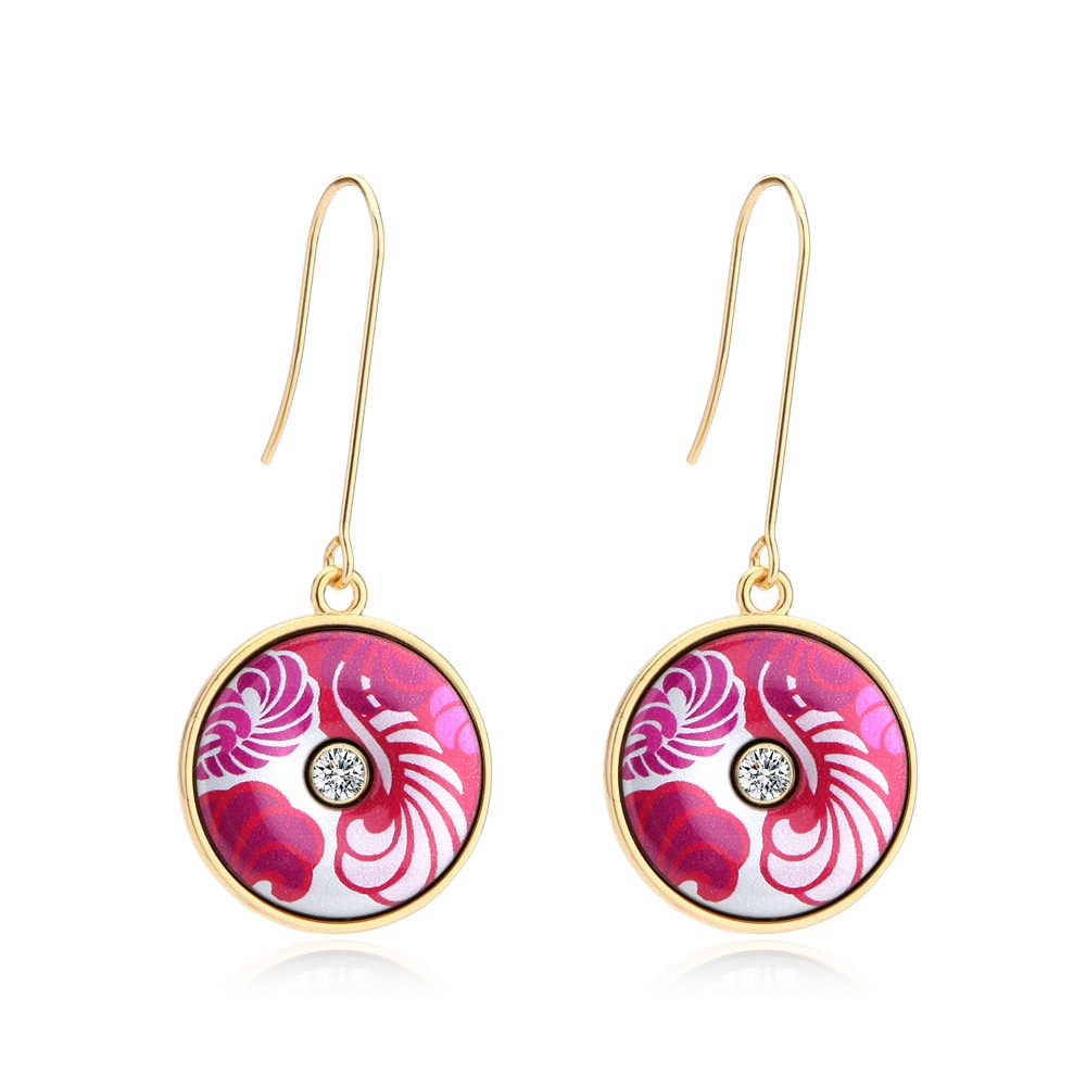 Enamel Earrings Exaggerated European And American Style Creative Christmas Retro Round Earrings