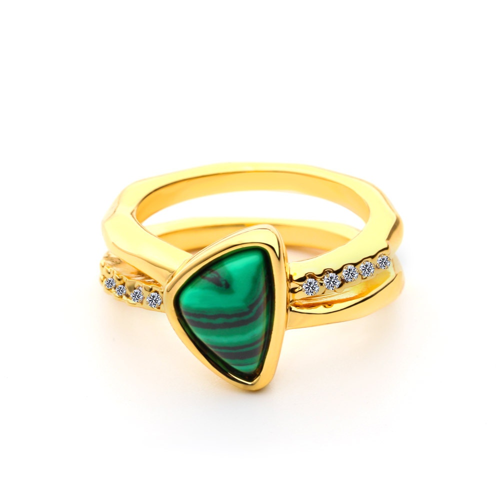 Rings,Simple And Fashionable Design,Creative Zircon Rings,Malachite Jewelry