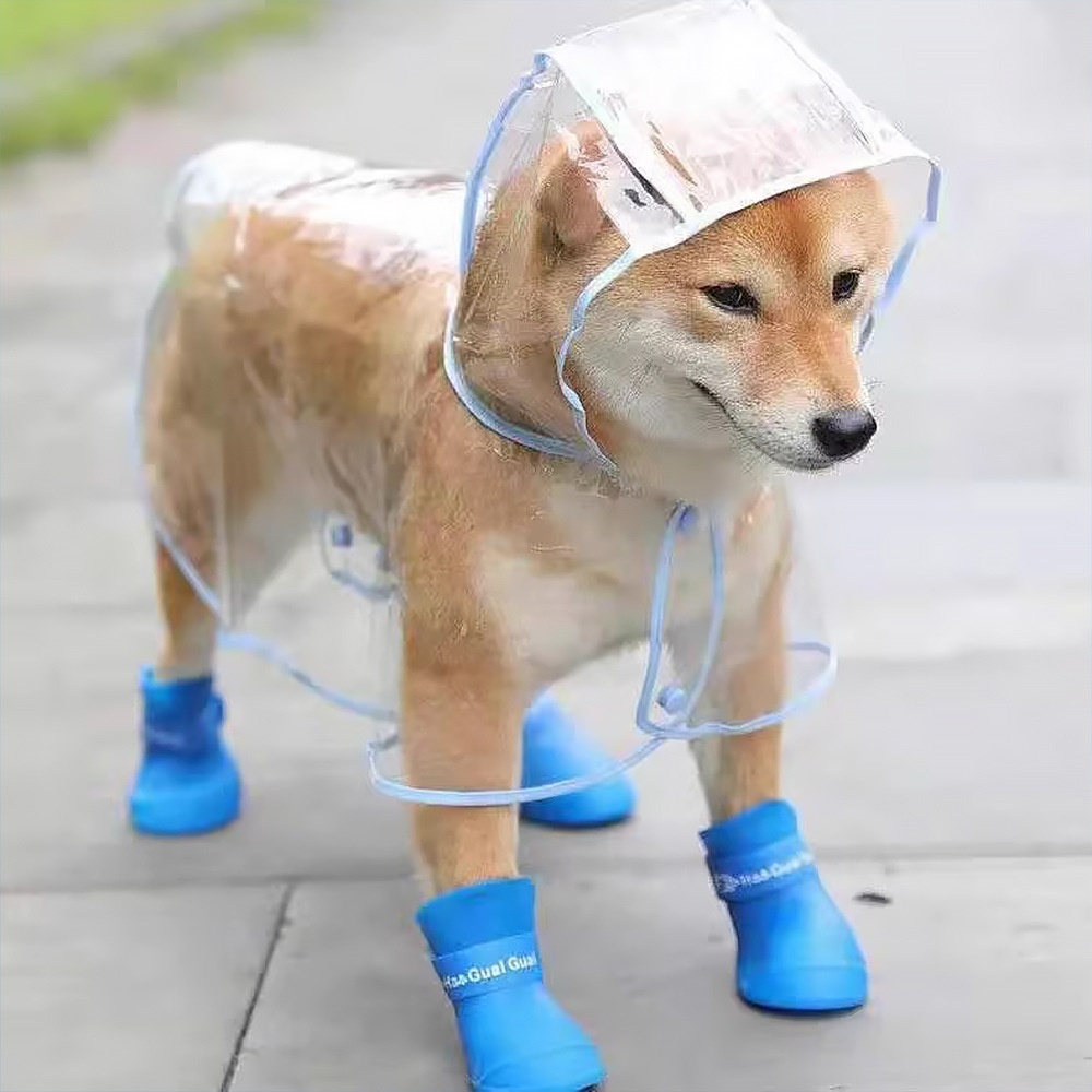 Transparent Pet Raincoat Waterproof Raincoat For Going Out Dog Clothes Small Dog Teddy Pomeranian Dog Clothing Hooded Raincoat