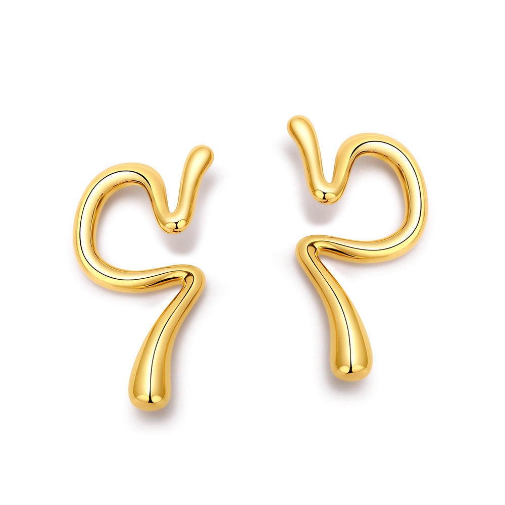 Ear Bone Clip No Ear Piercing Ear Clip Female Earrings European And American Fashion Earrings Ear Hanging Copper Plated18k Gold Geometric