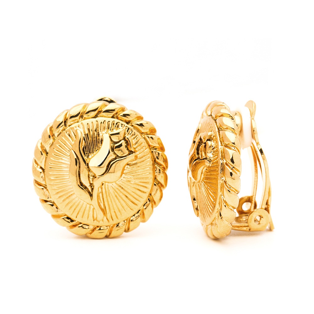 No Pierced Ear Clip Earrings For Women European And American Rose-shaped Spring Clip Artifact Hanging Earrings Simple Niche